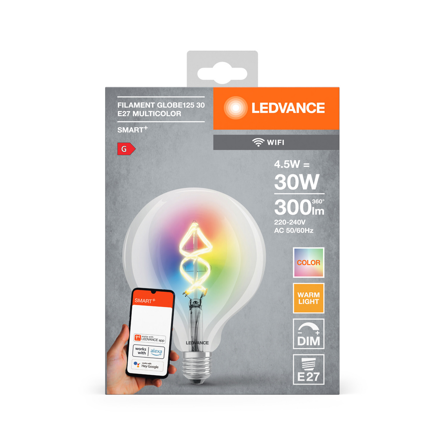 Led-lamppu LEDVANCE SMART Globe 4,5w Rgbw E27 Wifi Cl
