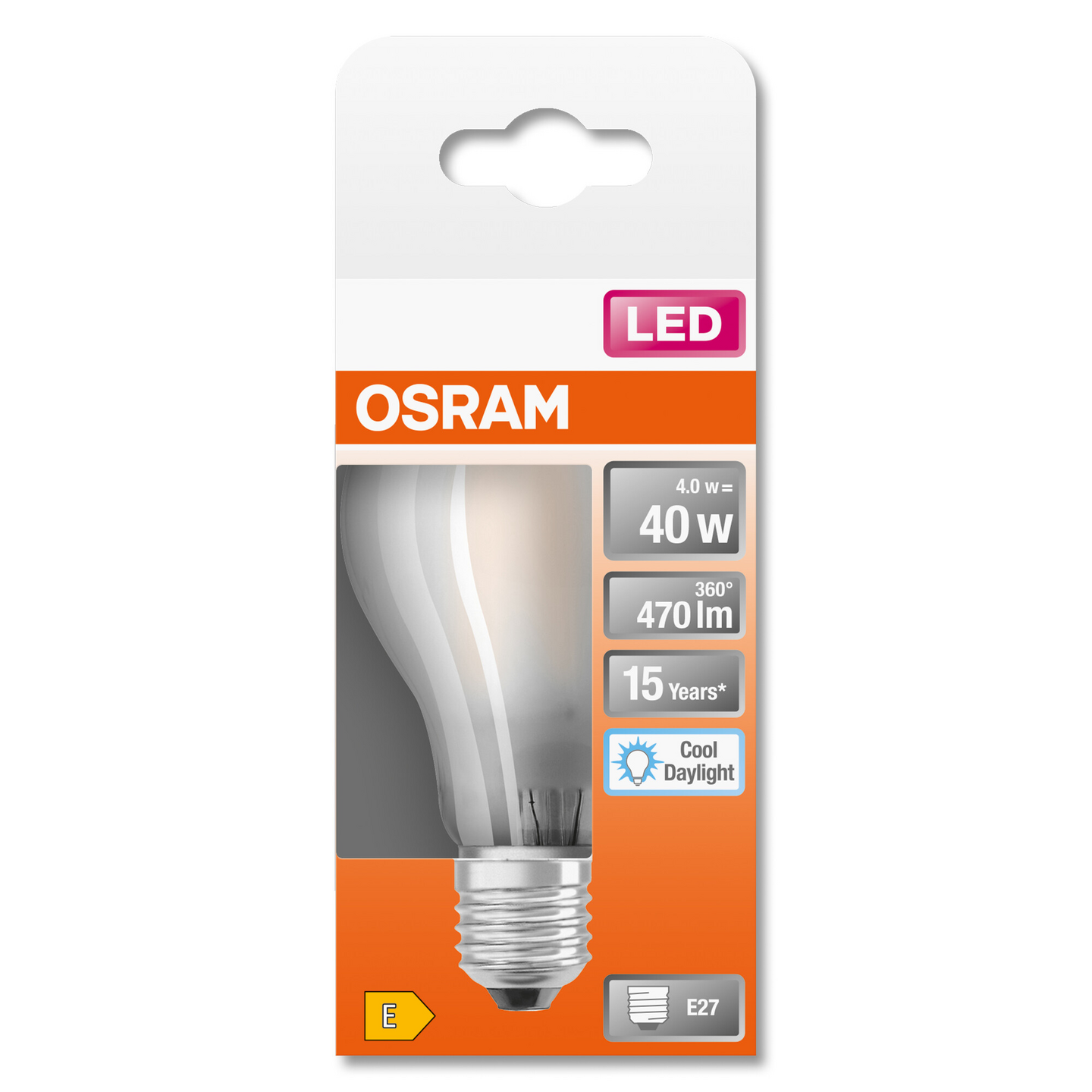 Led-vakiolamppu OSRAM STAR Classic A 40 470lm 6500K E27 matta lasi