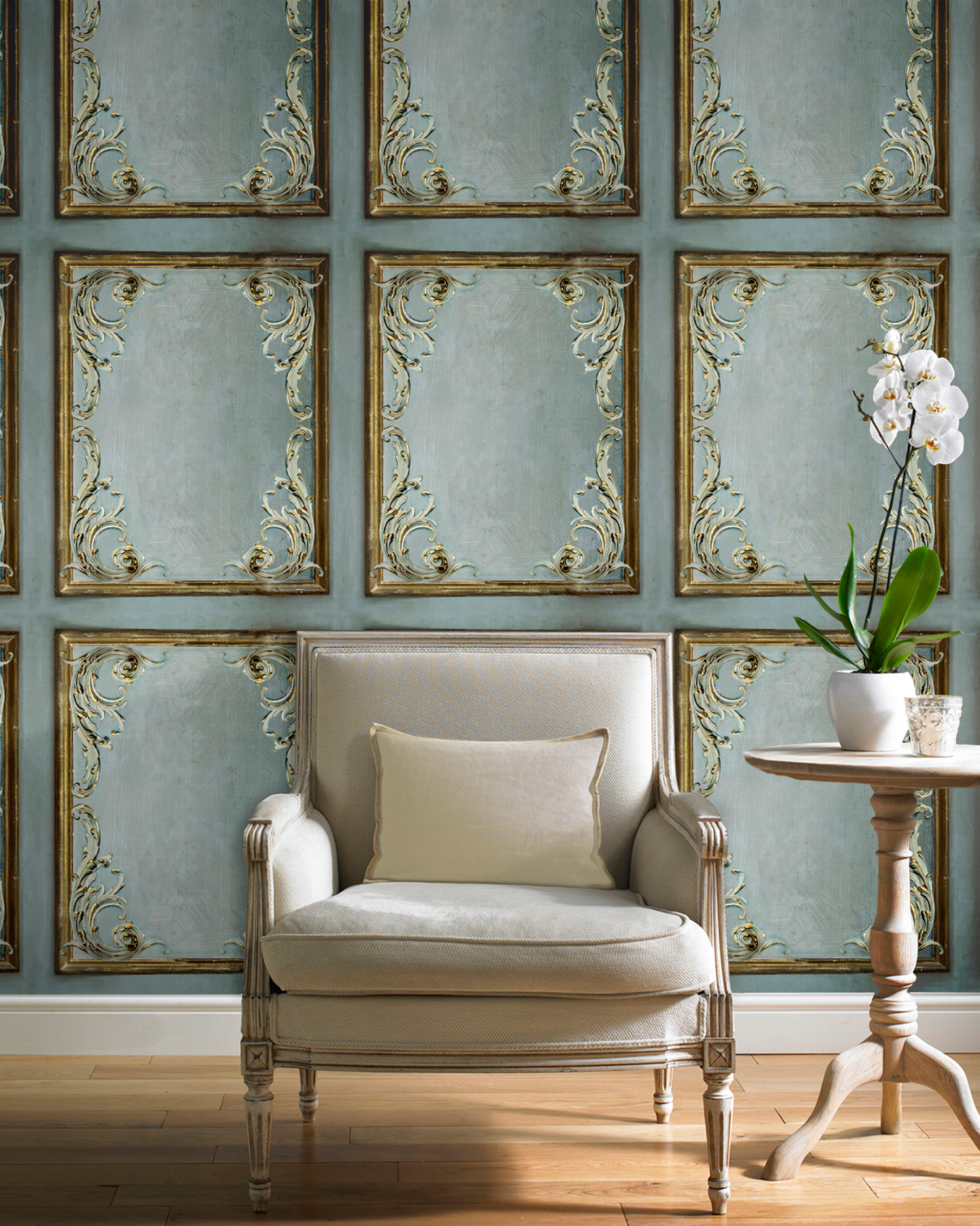 Vinyylitapetti Grandeco Icon 191501 Rococo Panel 10,05m