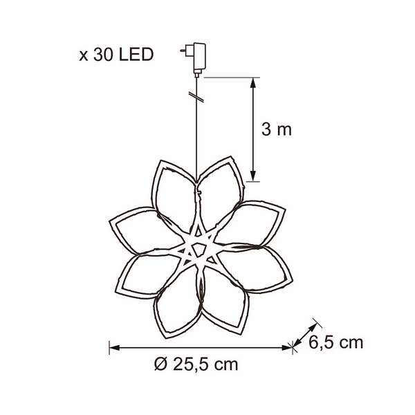 Led-koriste Airam Vuokko 25,5x6,5cm hopea