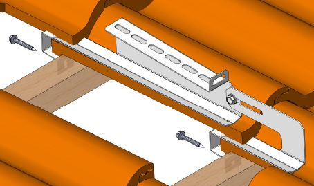 PV-kattokiinnike Orima etutuki tiilikattokiinnikkeelle