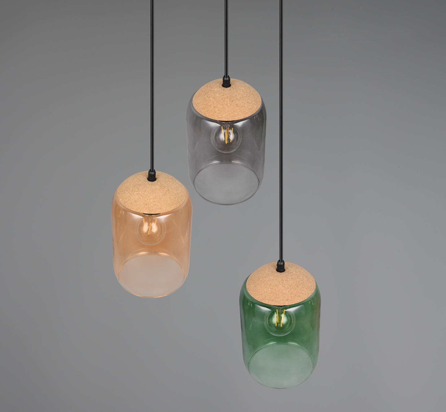 Riippuvalaisin TRIO Cork E27 3-osainen moniväri