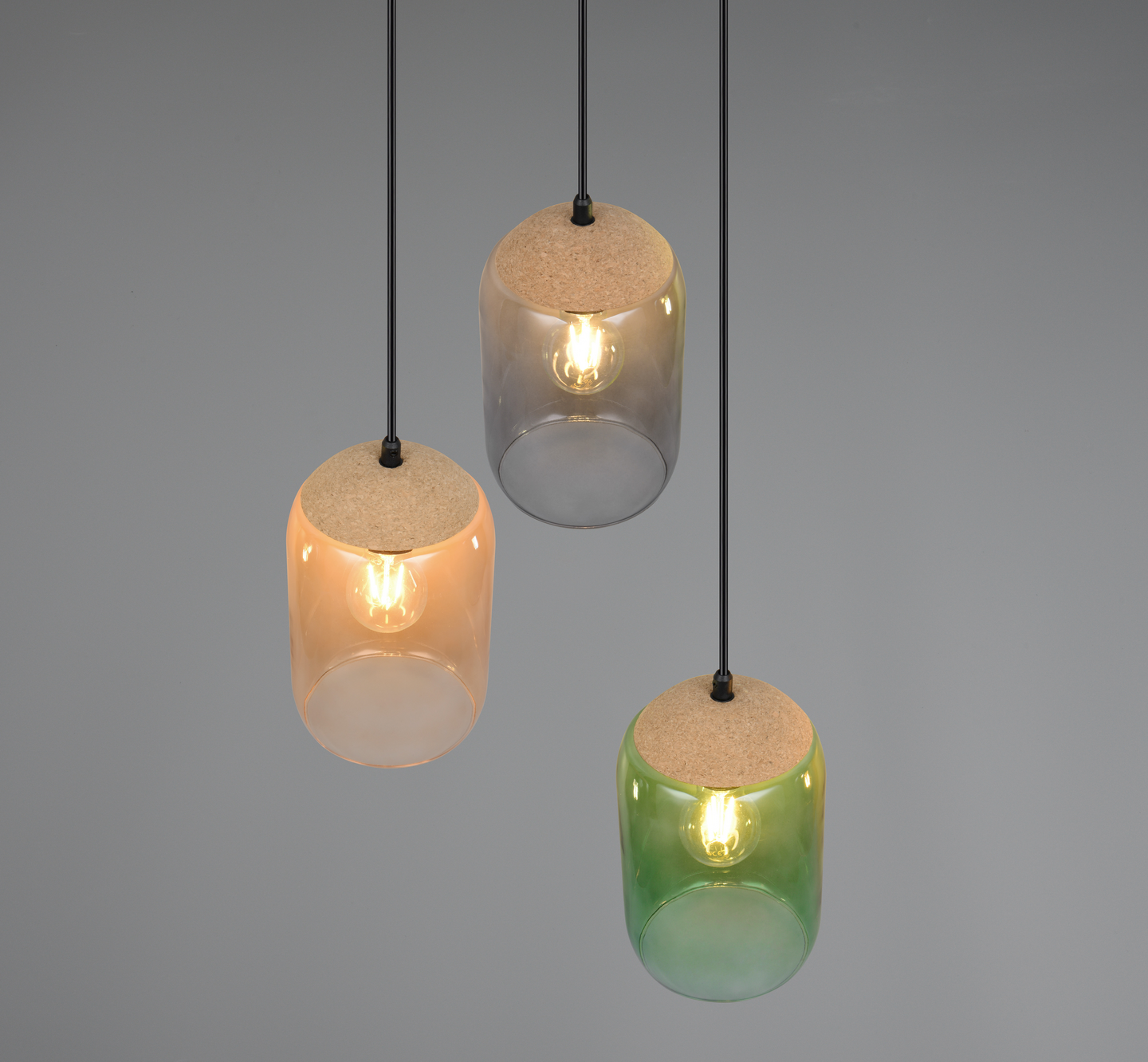 Riippuvalaisin TRIO Cork E27 3-osainen moniväri