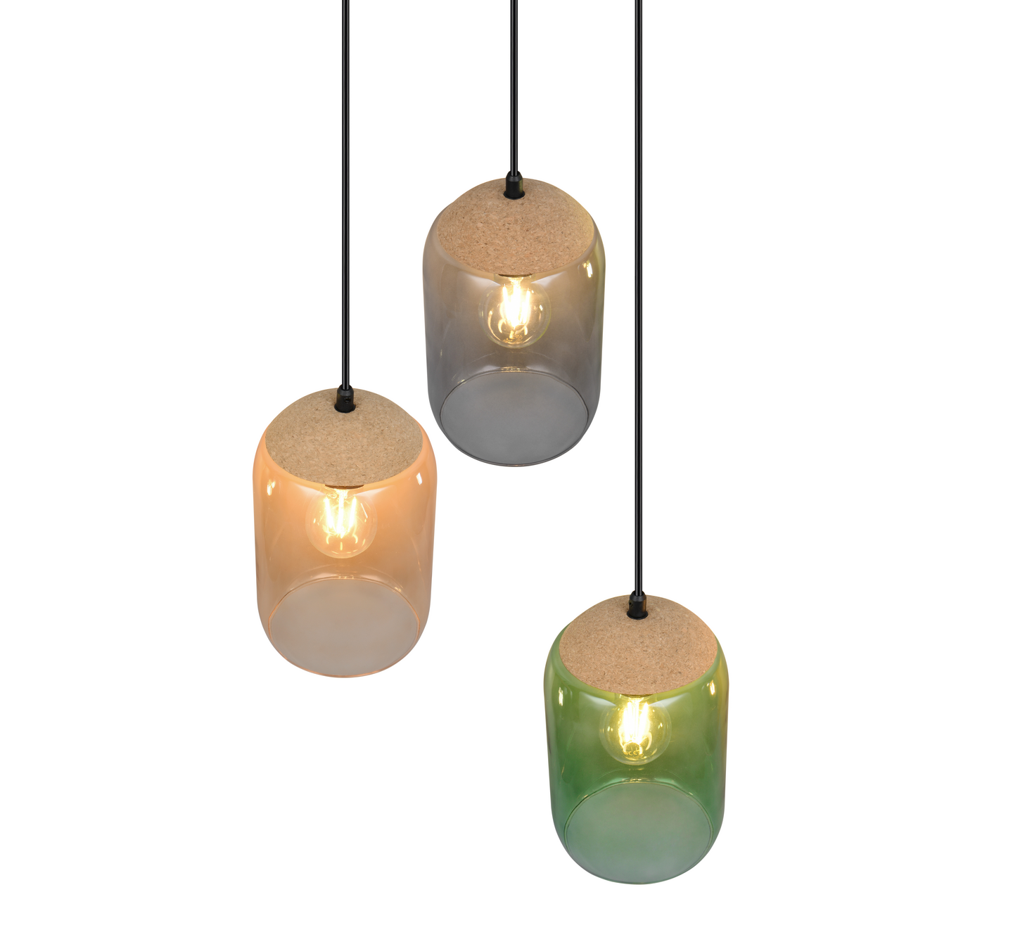 Riippuvalaisin TRIO Cork E27 3-osainen moniväri