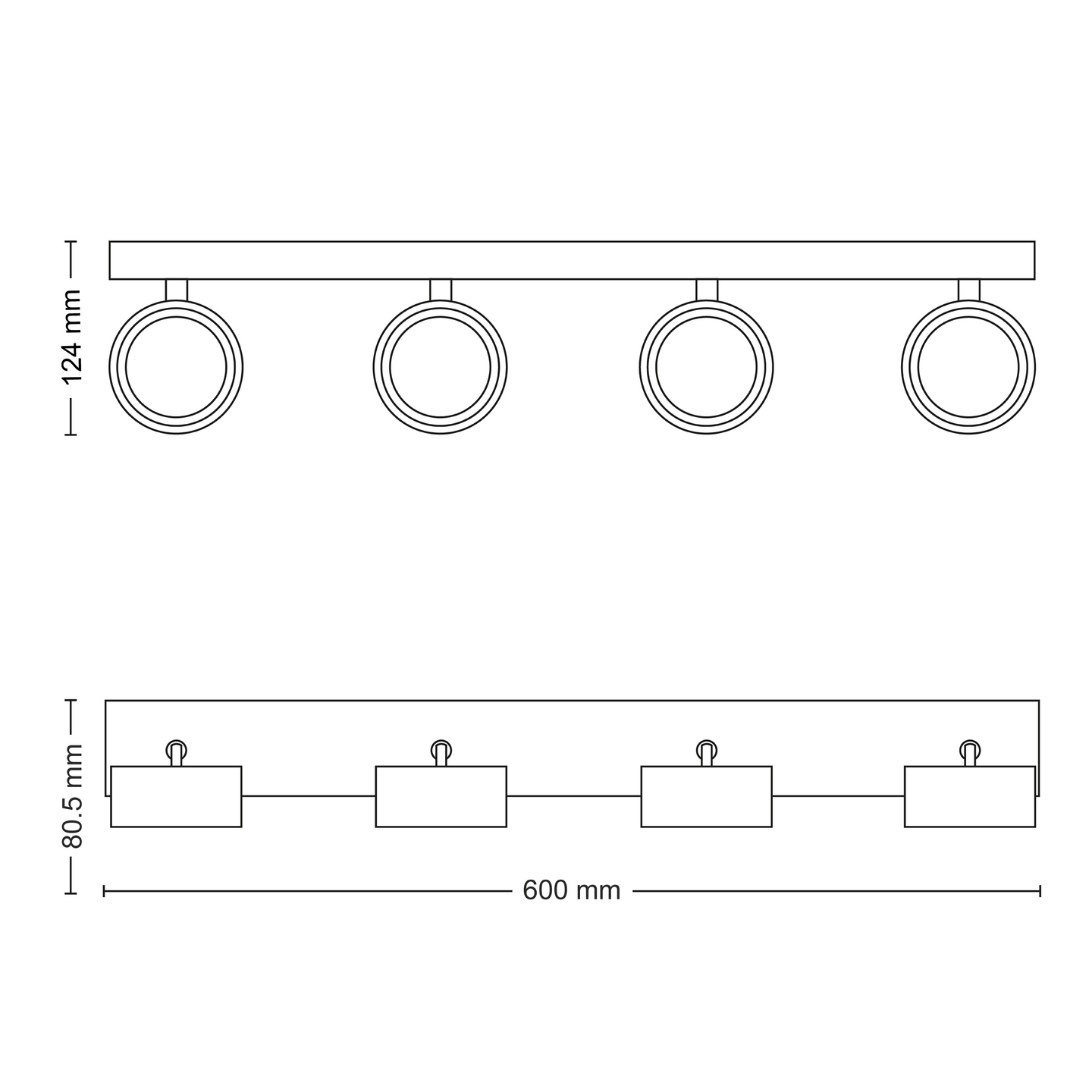 Kohdevalaisin Philips Bracia 4x5.5W HV 2200lm 2700K musta