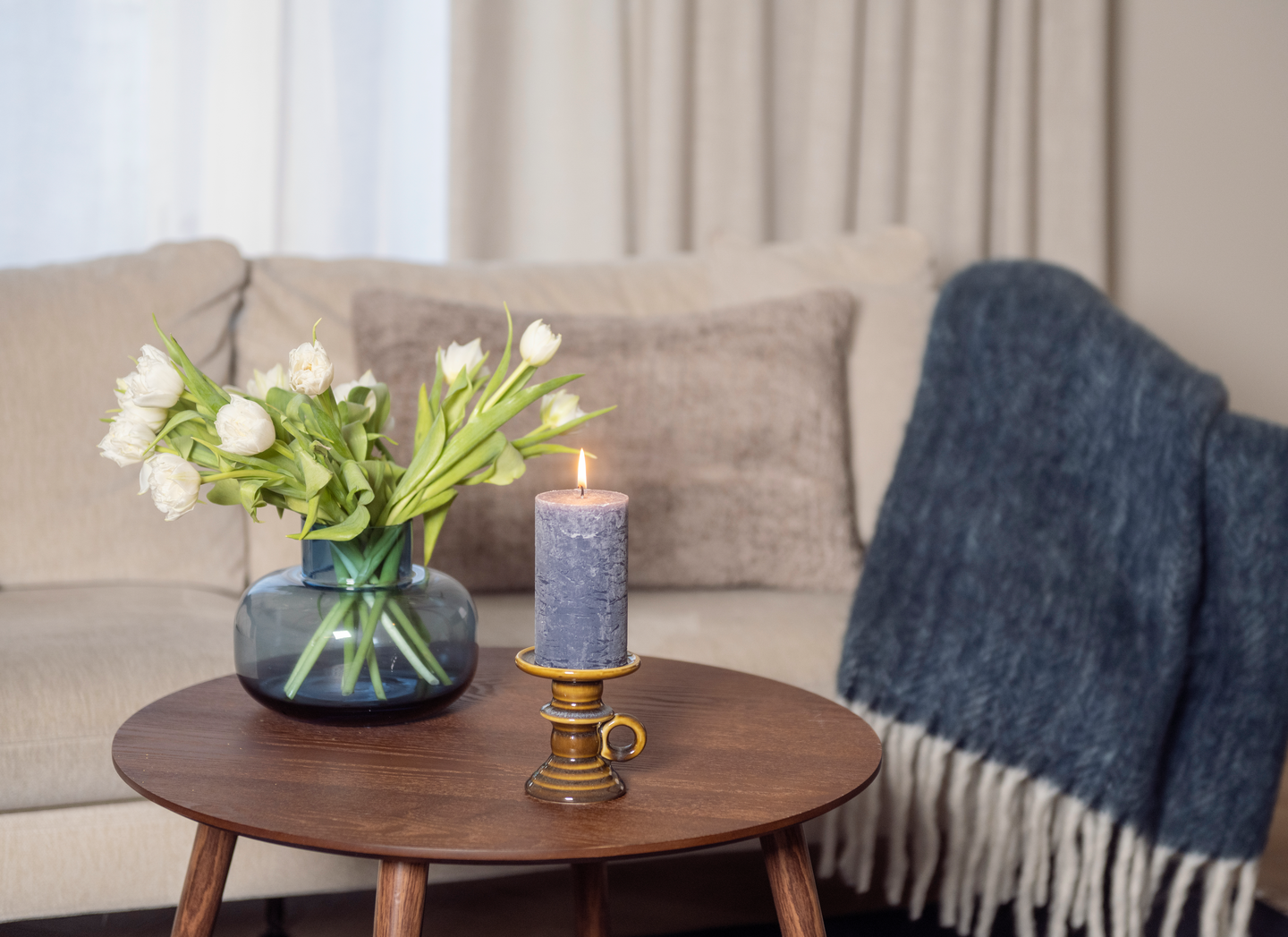 Pöytäkynttilä Fanni K rustiikki 6,8x12cm yönsininen