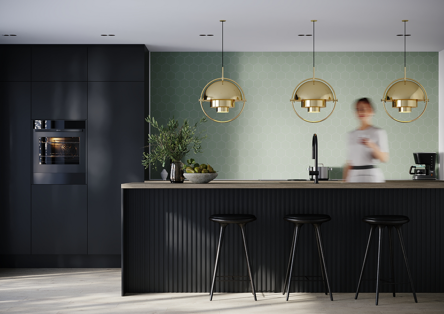 Sisustuslevy Fibo 5206-M71EM Olive Green Hexagon Marcato