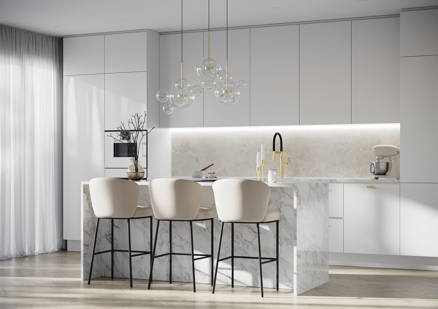 Välitilalevy Fibo 273 KM00 S White Marble