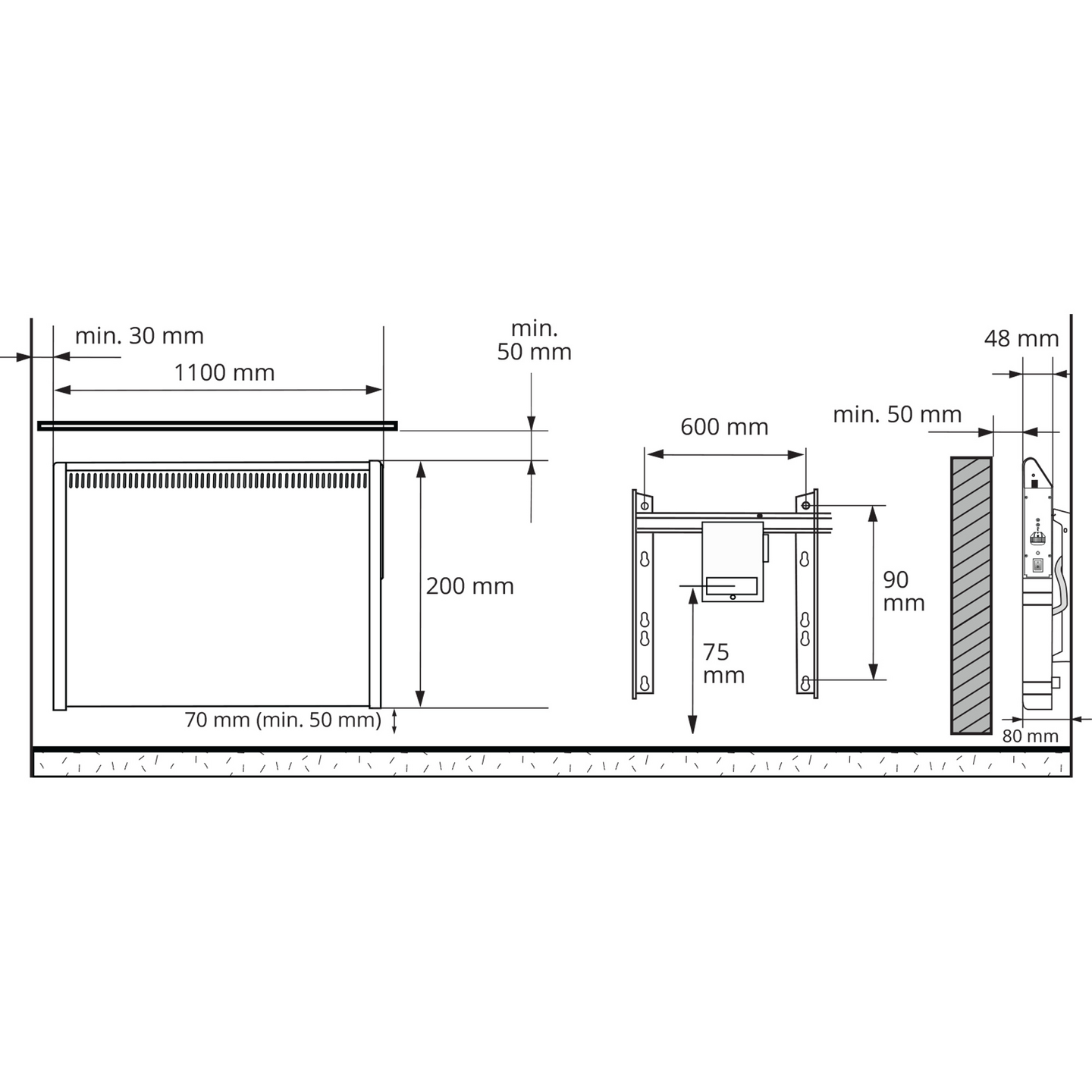 Sähkölämmitin Ensto LISTA 500W 200x1100