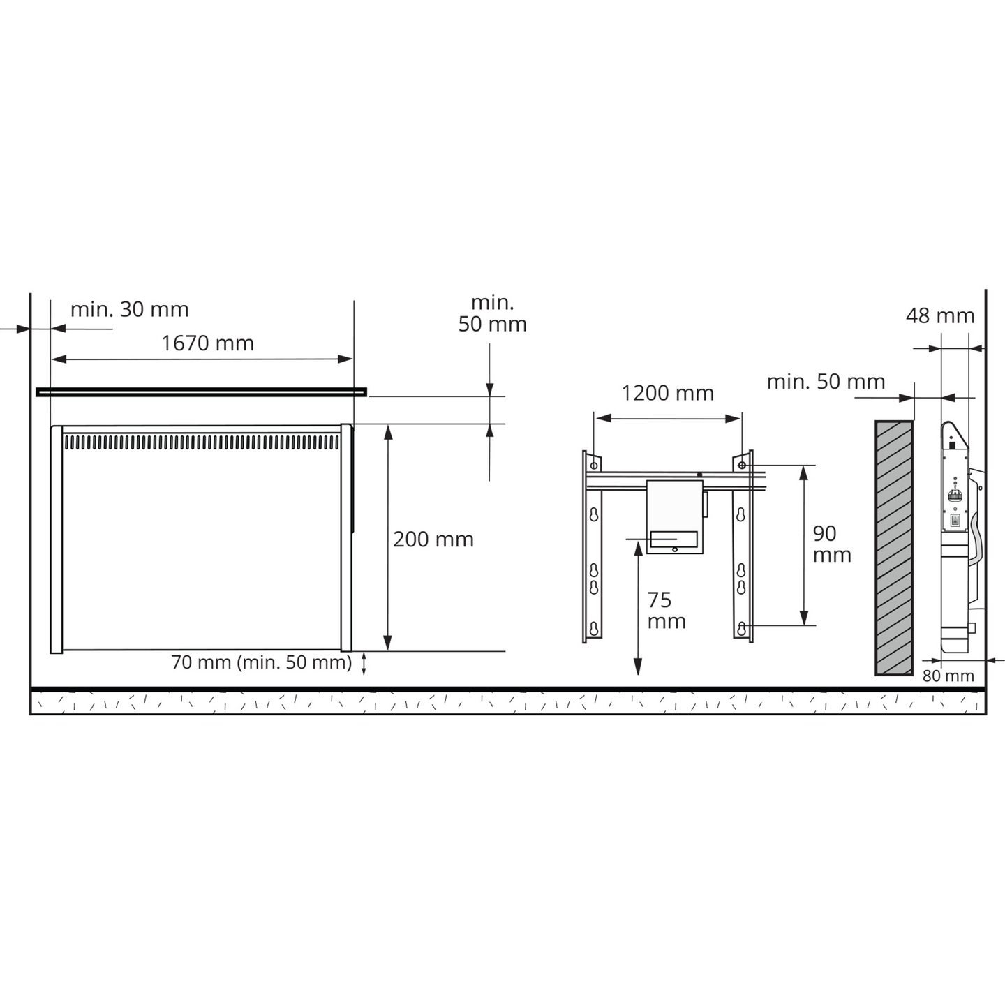 Sähkölämmitin Ensto LISTA9.0 900W 200x1670
