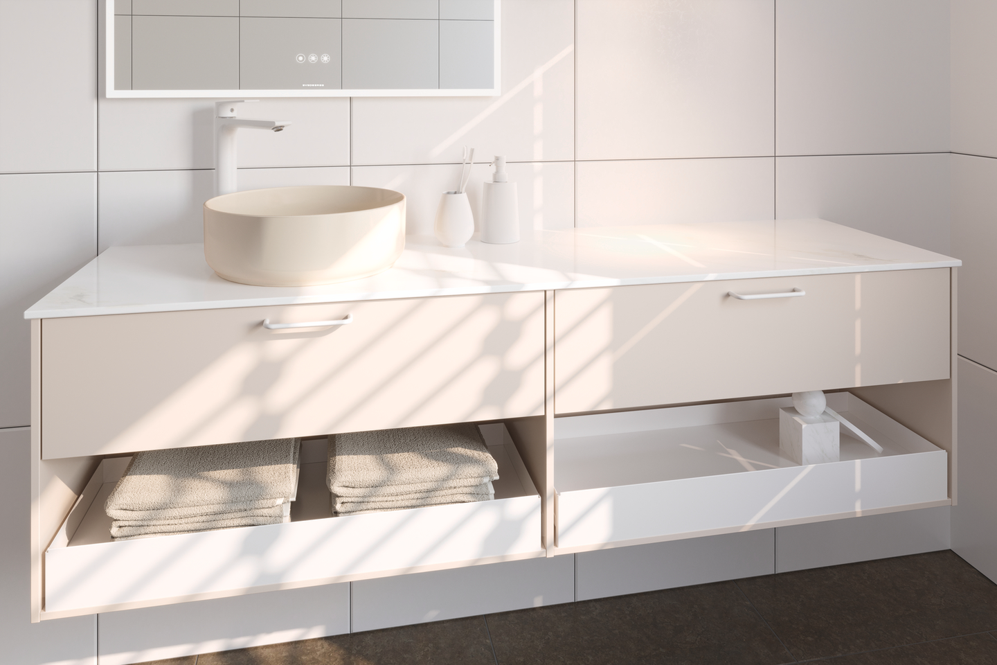 TVÄTTSTÄLLSSKÅP SVEDBERGS EPOS PLAN VIT 1+1L ÖPPEN 159X45,3X45CM