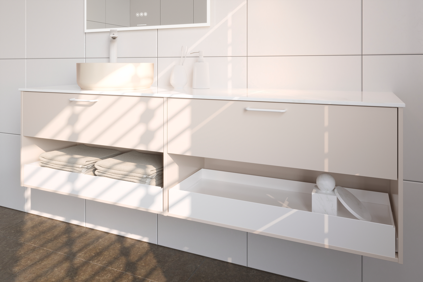 TVÄTTSTÄLLSSKÅP SVEDBERGS EPOS PLAN VIT 1+1L ÖPPEN 159X45,3X45CM