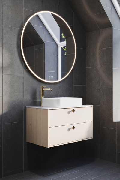 TVÄTTSTÄLLSSKÅP SVEDBERGS EPOS PLAN VIT ASK 2LÅD 80X45,3X45CM