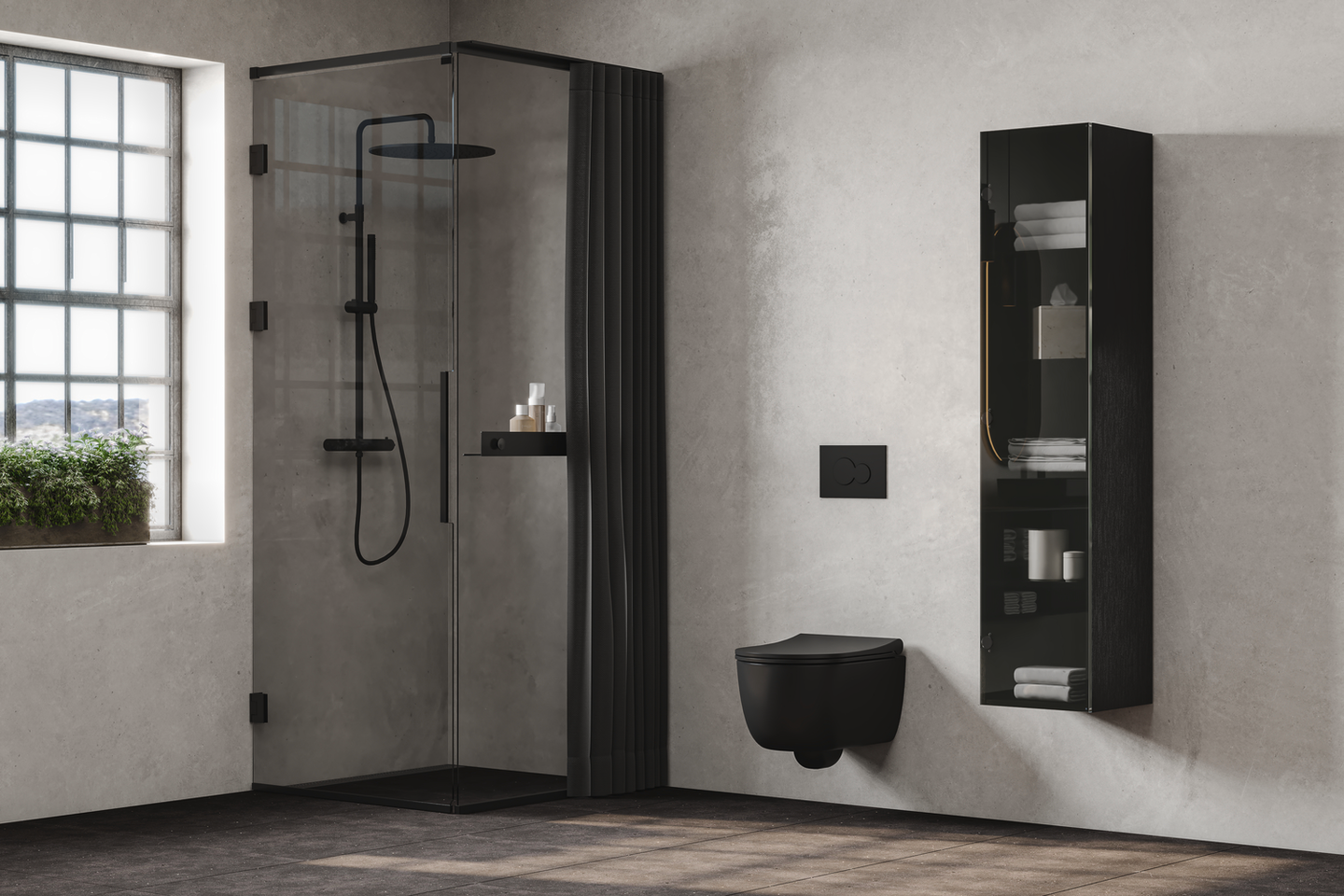 HANDDUSCH SVEDBERGS LANGFOSS RAK/FAST SV MATT RÖK HYLLA 90X230X92CM