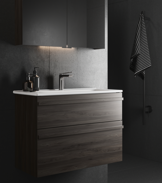 SPEGELSKÅP SVEDBERGS SAREK SVART ASK LED EL 2HYLL TVLJ 80X71,6X15,1CM