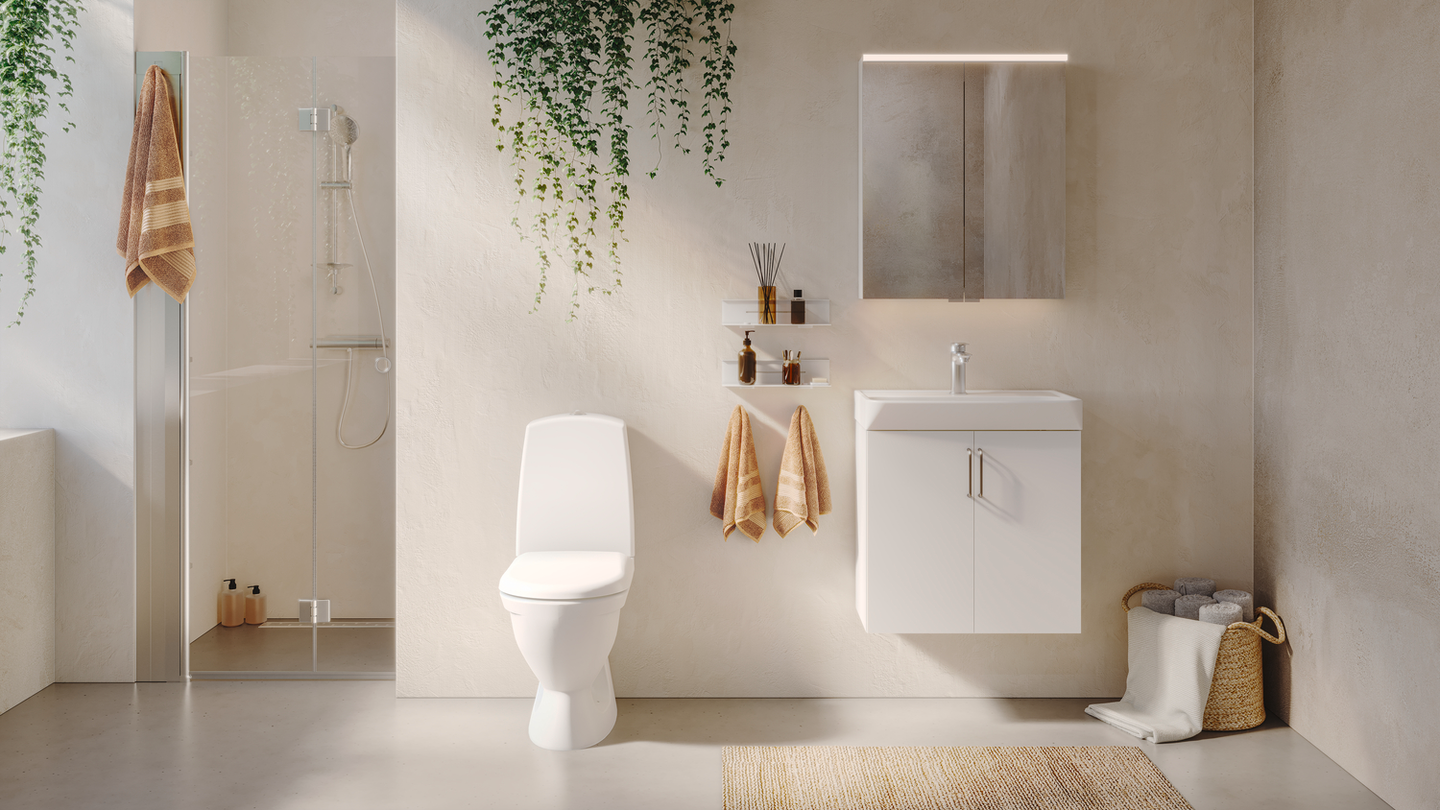 TVÄTTSTÄLLSSKÅP SVEDBERGS BLOC PLAN VIT 2DÖRR 60X57X35CM