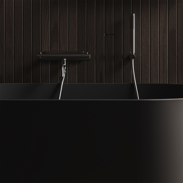 LUCITEBADKAR SVEDBERGS AUREN SVART MATT, VÄGGFRISTÅENDE 156X58X81CM