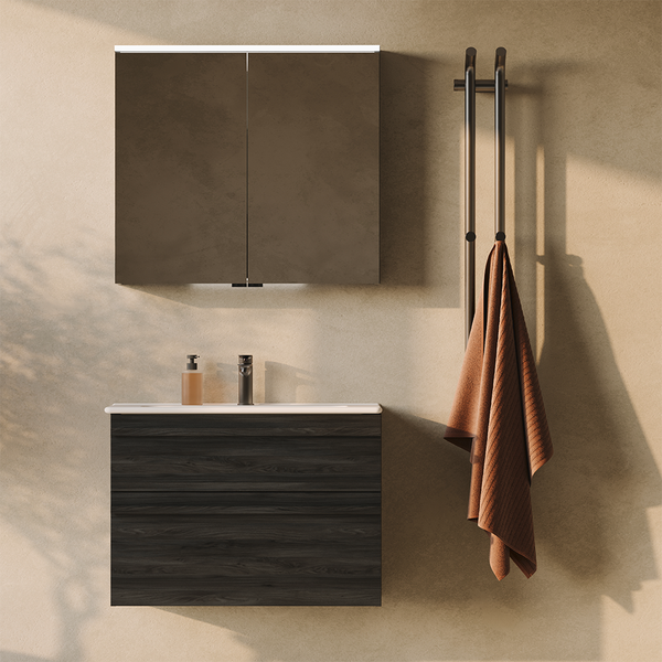 Peilikaappi Svedbergs Sarek 80 musta saarni pesuallasvalo