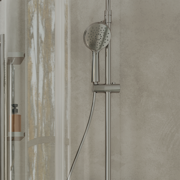 HÖRNDUSCH SVEDBERGS SKOGA HALVRUND ALU BLANK KLAR INTHT 80X90X198CM