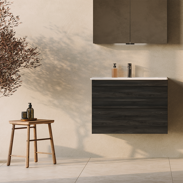 Peilikaappi Svedbergs Sarek 80 musta saarni pesuallasvalo