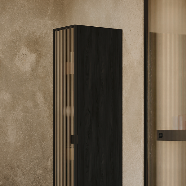 Korkean kaapin ovi Svedbergs160x35cm musta matta aaltolasi