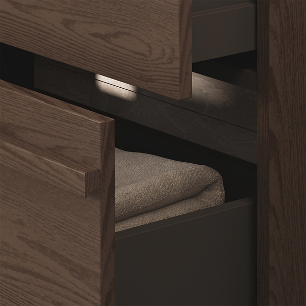 Allaskaappi Svedbergs Poem 160x45 tumma saarni 4 laatikkoa vedinlista