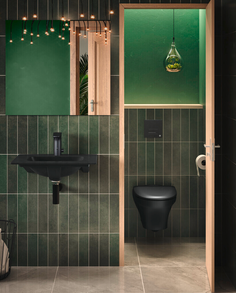 Wc-istuin Gustavsberg 8330 Estetic seinä sc/qr mattamusta