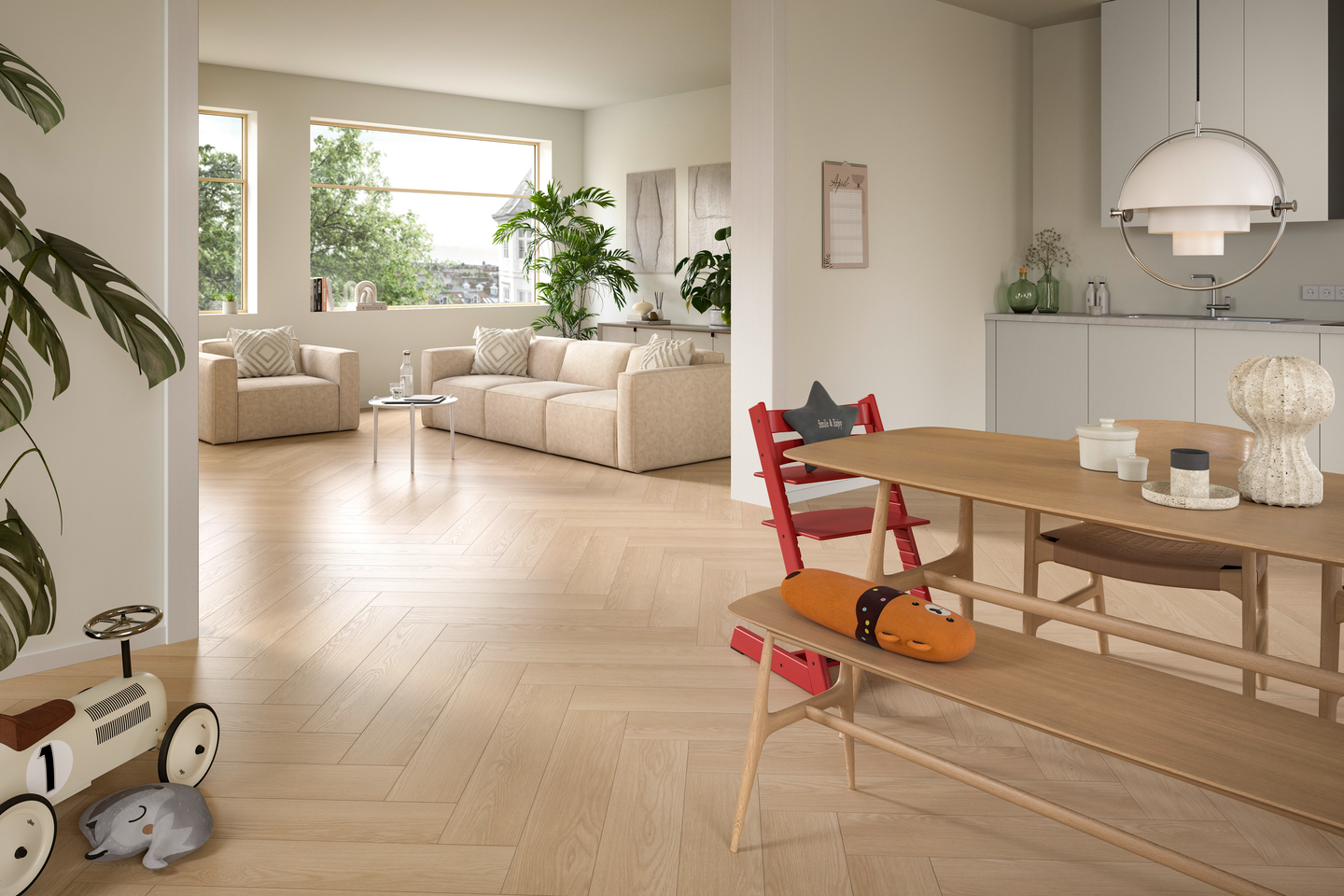 Laminaatti Egger Herringbone EL2133 8mm KL32 V4 Sand Baronia Oak 1,97m²