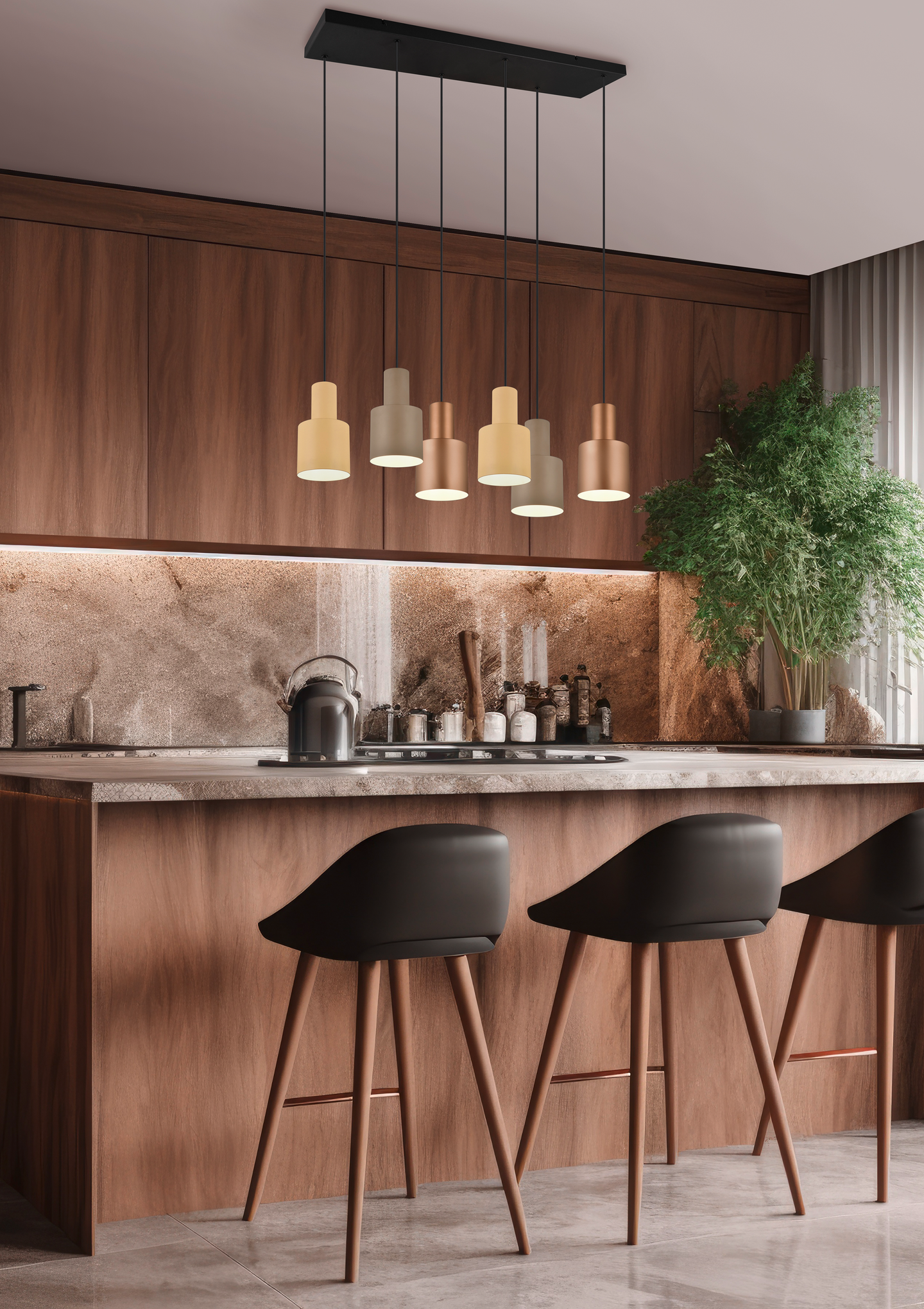 Riippuvalaisin TRIO Agudo E27 6-osainen moniväri