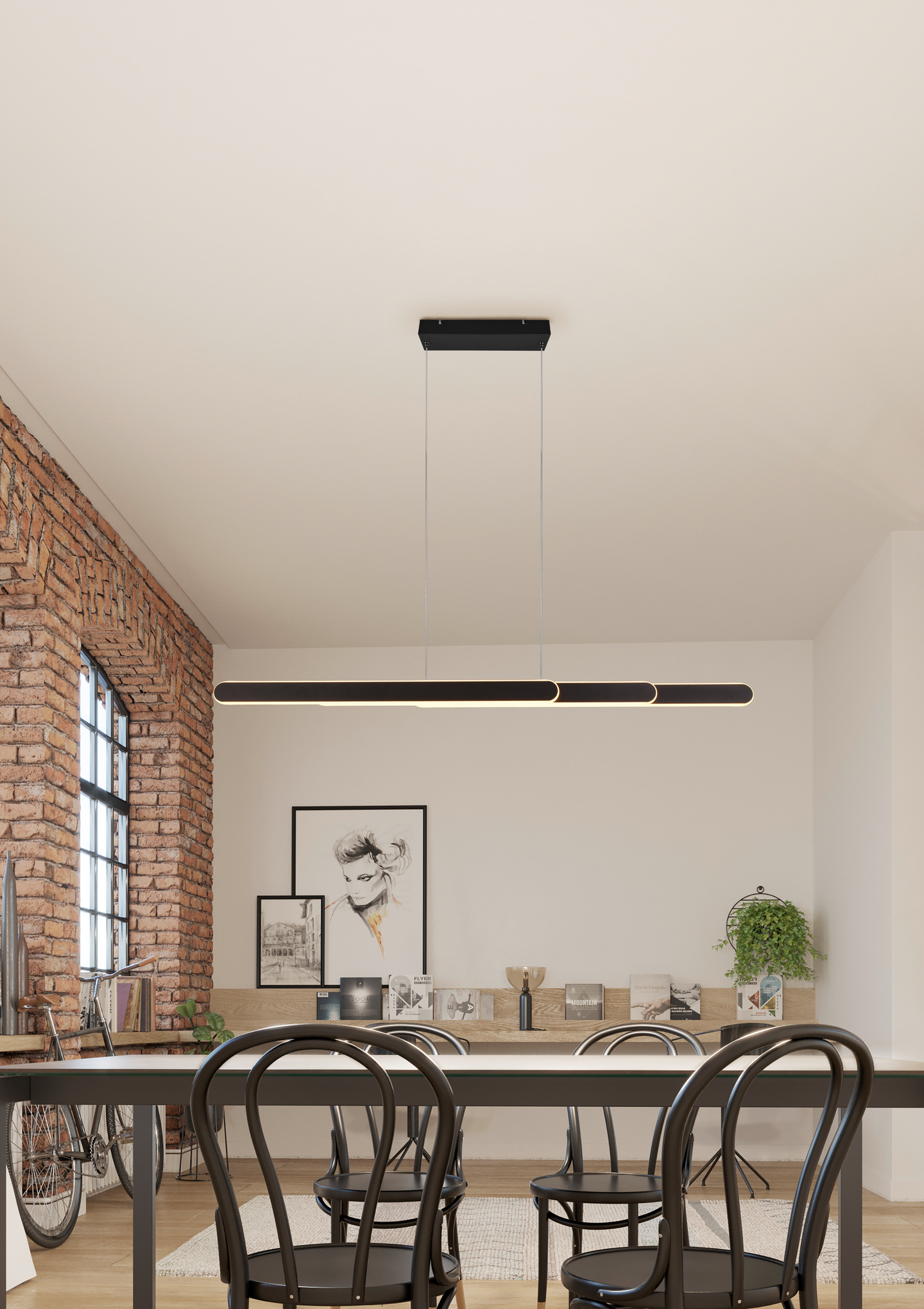 Riippuvalaisin TRIO Helios led 48W 130cm mattamusta