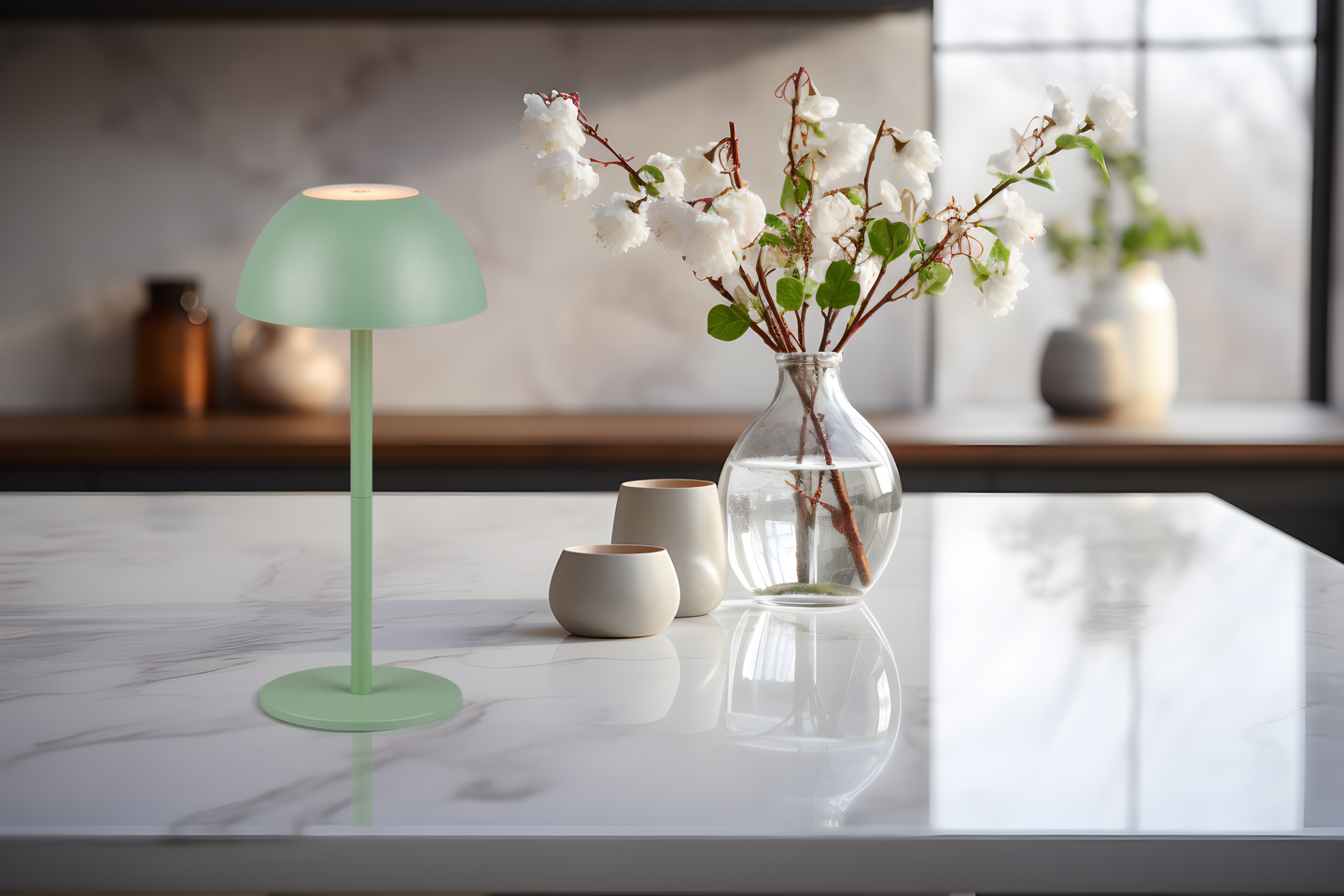 Ulkopöytävalaisin TRIO Ricardo led 1,7W 240lm pistaasi ladattava