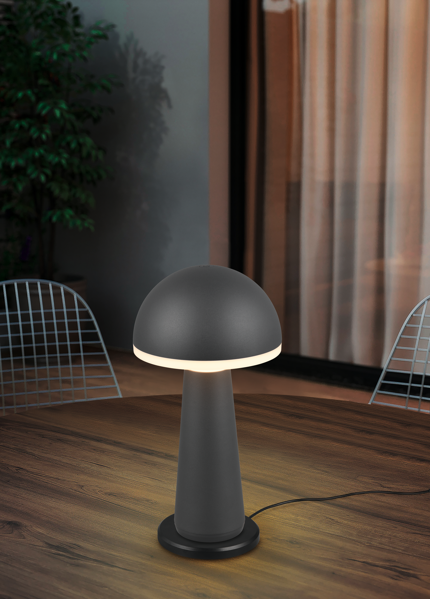 Ulkopöytävalaisin TRIO Fungo led 2W 200lm antrasiitti ladattava