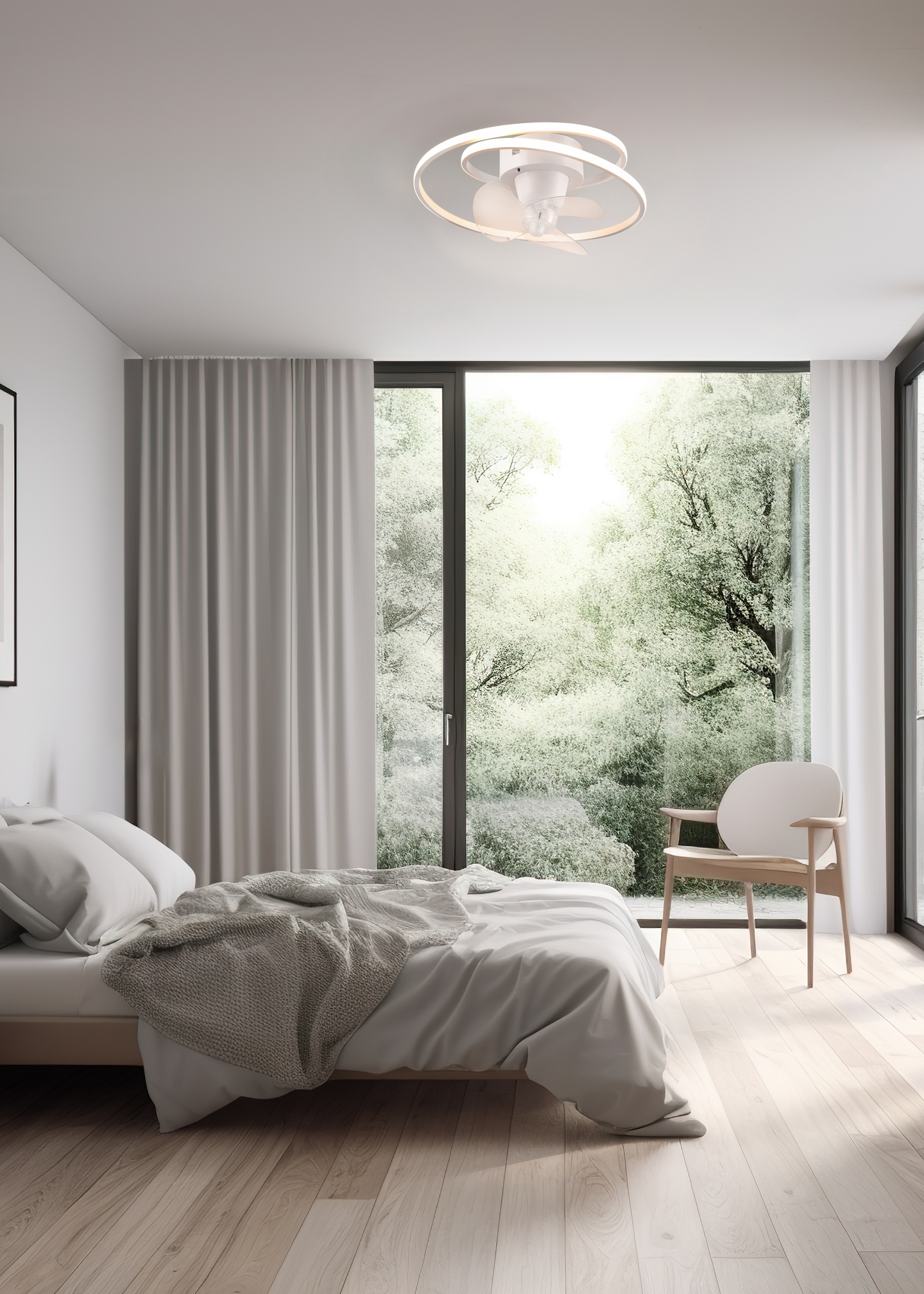 Tuuletinvalaisin TRIO Umea led 38W 4400lm mattavalkoinen