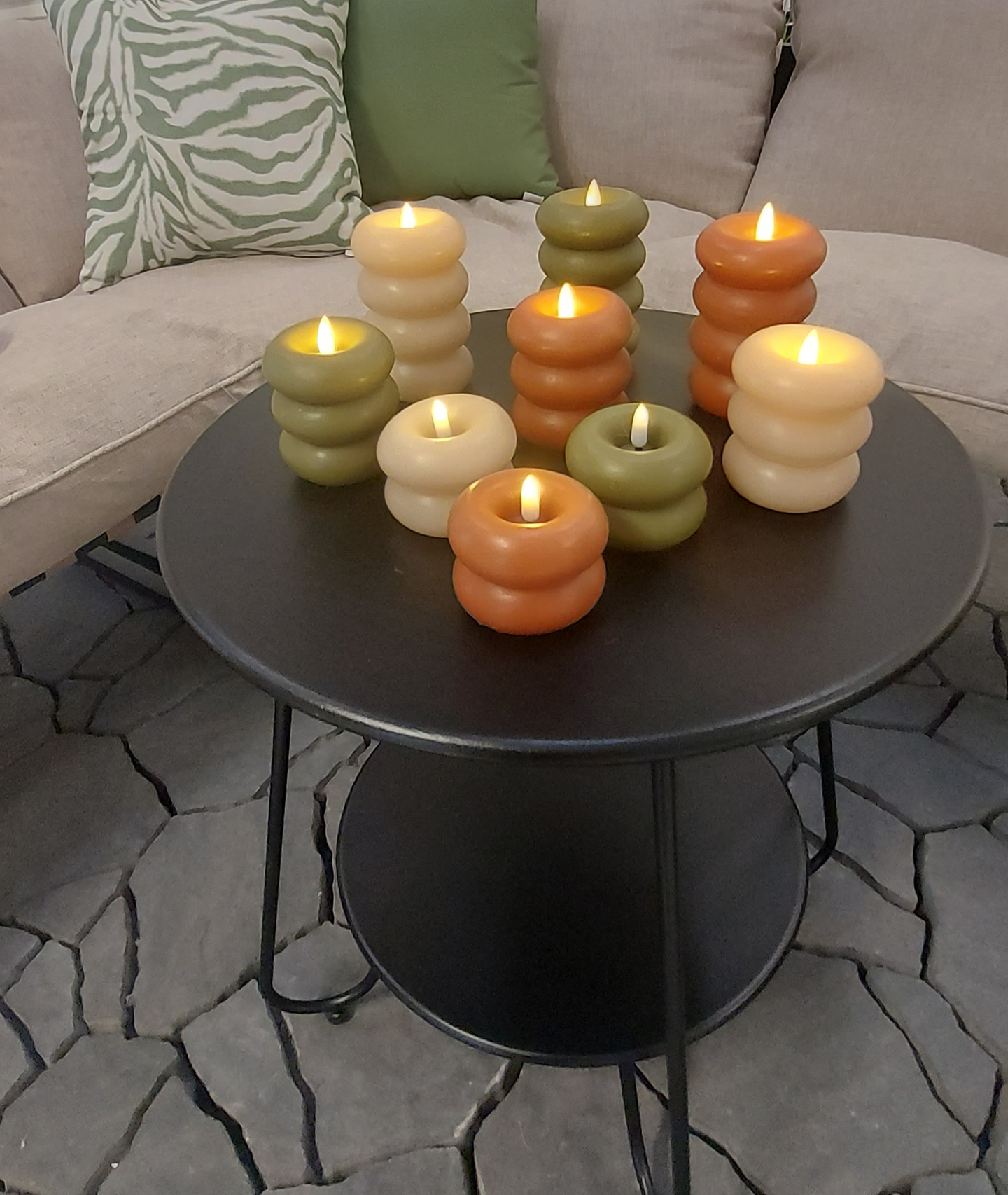 Led-kynttilä Cello donitsi 12,5cm oranssi