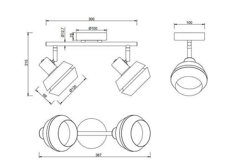 Spotti TRIO Isla E14 2-osainen lämmin harmaa