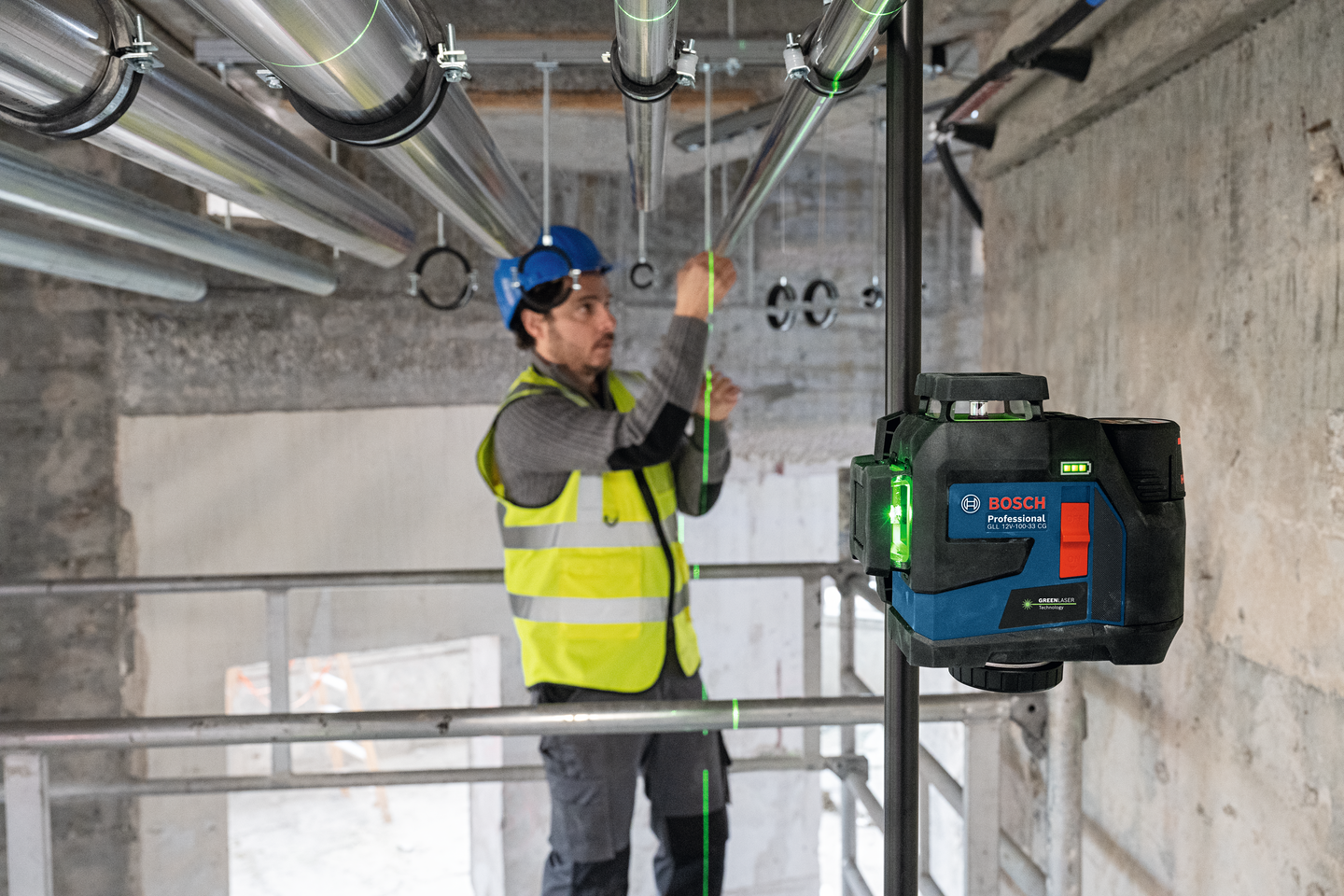 LINJELASER BOSCH GRÖN GLL 12V-100-33, CG/12V/DK