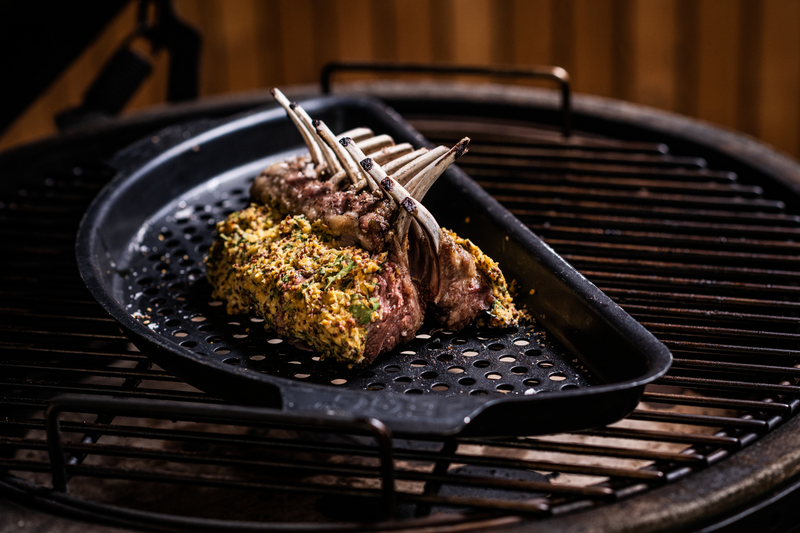 Ritilä Big Green Egg eggspander puolikuu rei'itetty