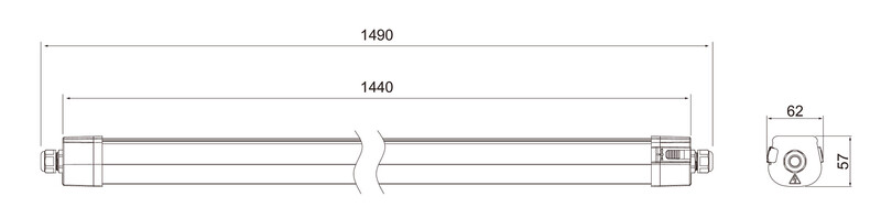 Teollisuusval. Sulj. Induproof 1500 Ip65 7200lm 45w/840 Pco