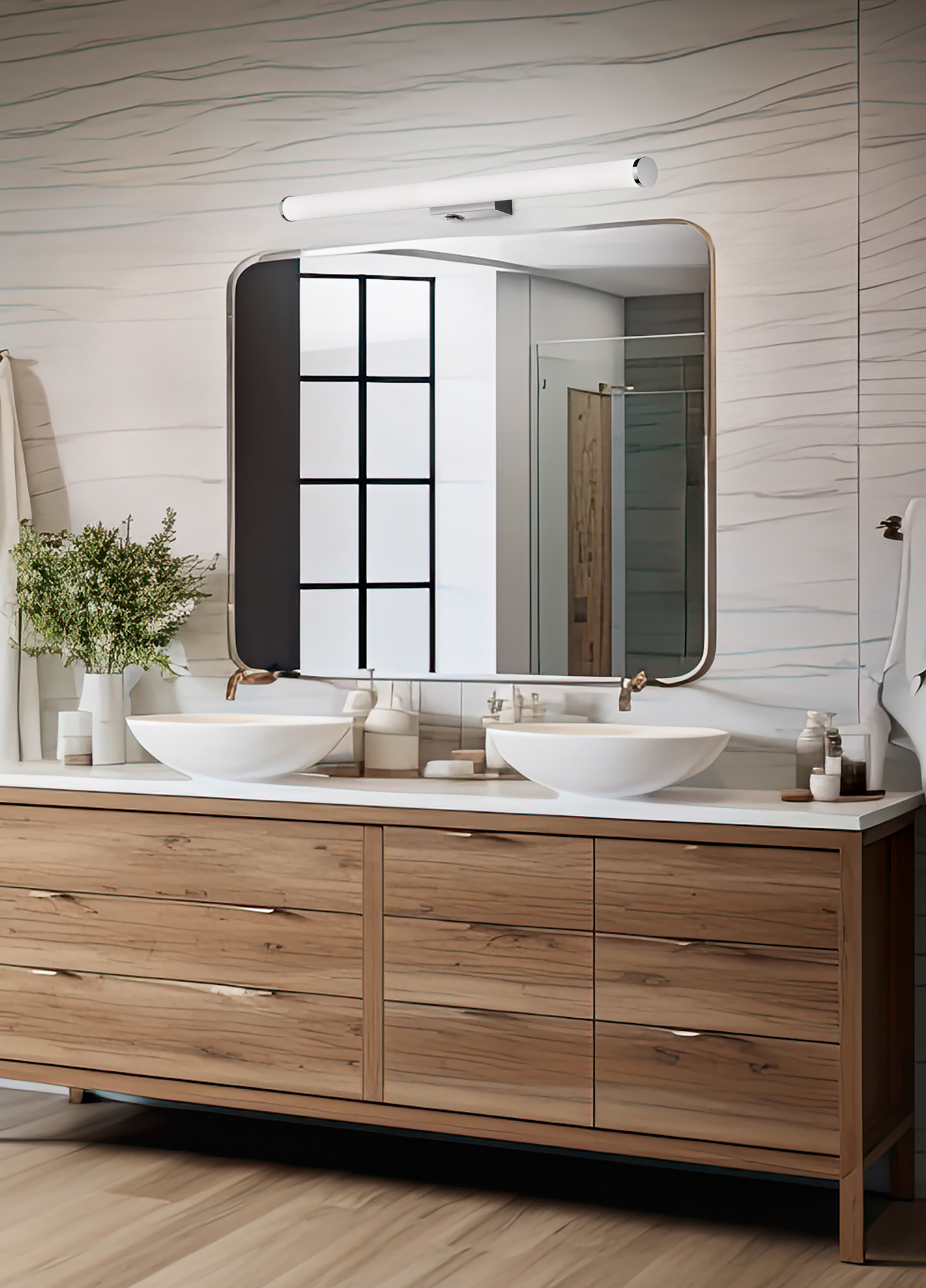 Seinävalaisin TRIO Mattimo led 6,5w 4000K 60cm kromi