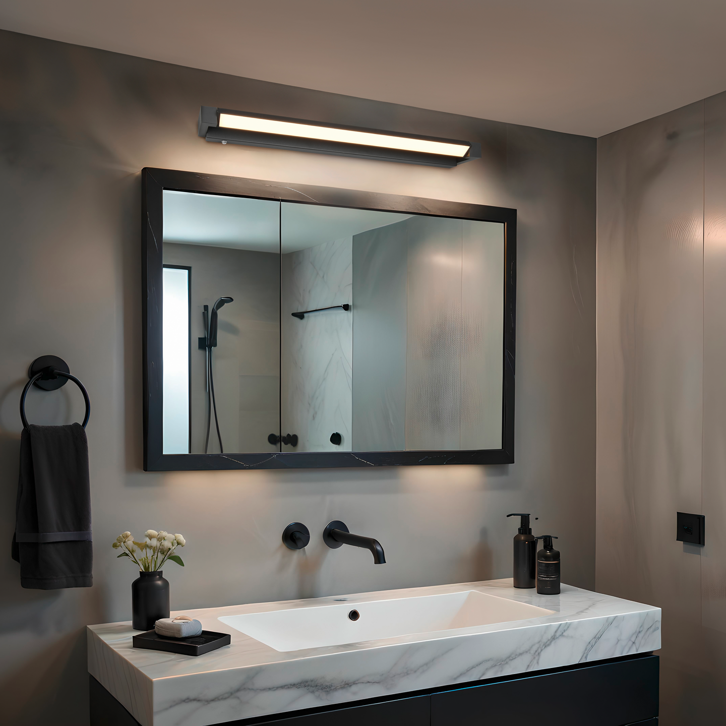 Seinävalaisin TRIO Fabrizio led 15,5W 1700lm 80cm mattamusta