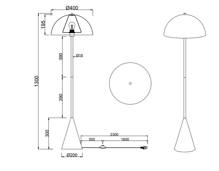 Lattiavalaisin TRIO Alfie E27 mattamusta