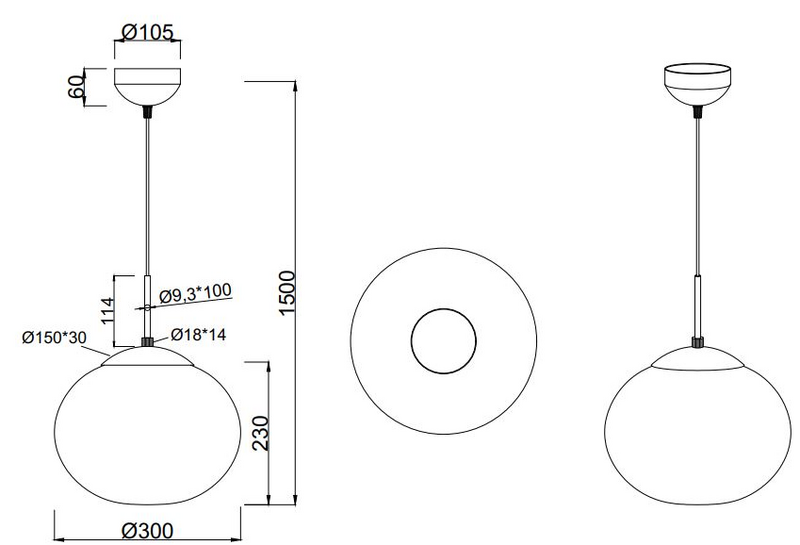 Riippuvalaisin TRIO Fomento E27 30cm mattamessinki/valkoinen