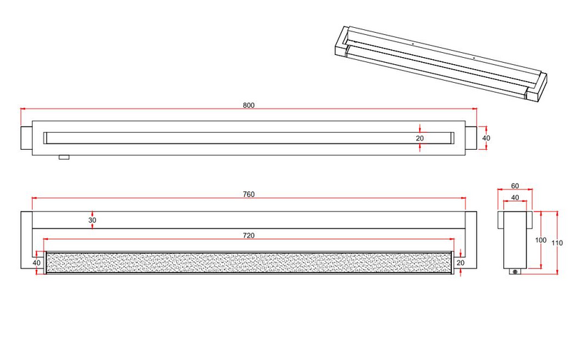Seinävalaisin TRIO Fabrizio led 15,5W 1700lm 80cm kromi