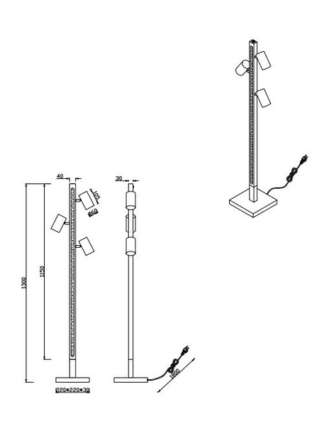 Lattiavalaisin TRIO Marley led 20W+3xGU10 harjattu teräs