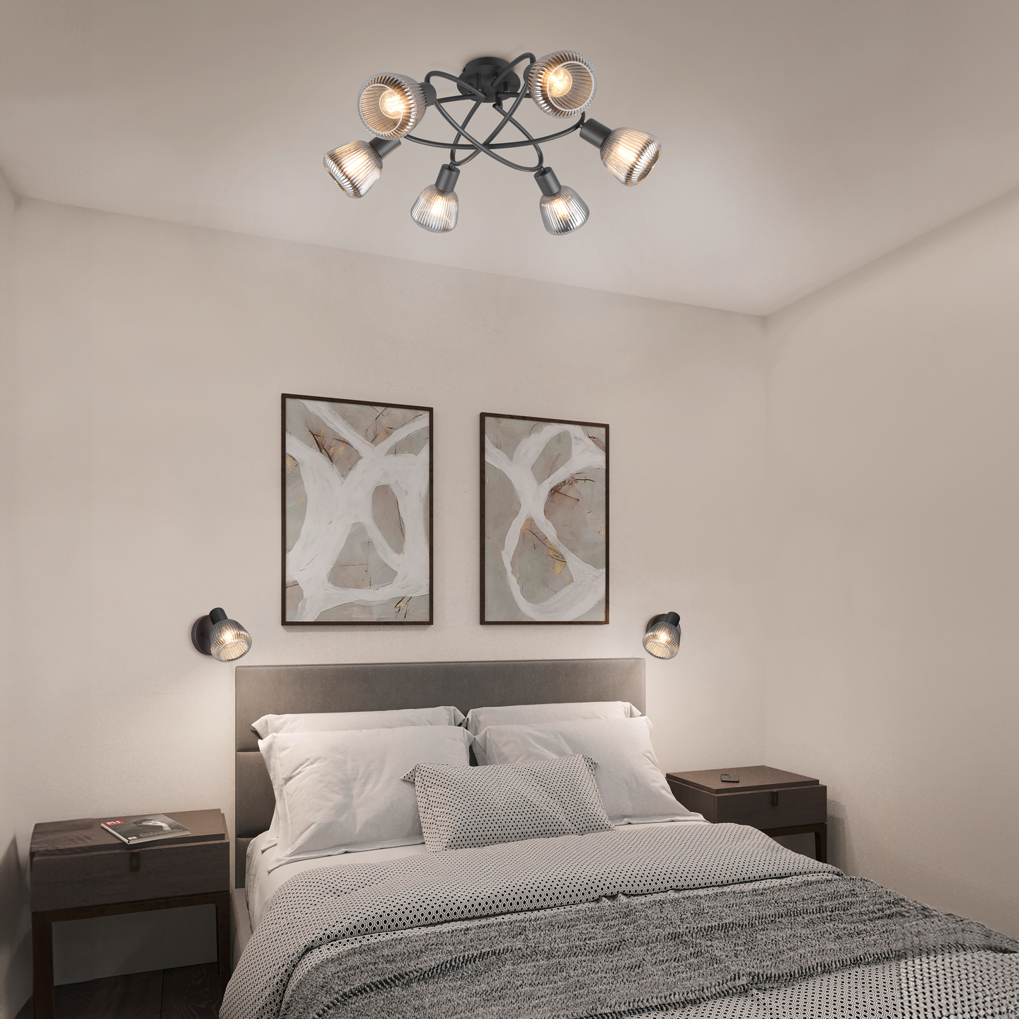 Kattovalaisin TRIO Tarifa E14 6-osainen mattamusta/kromattu