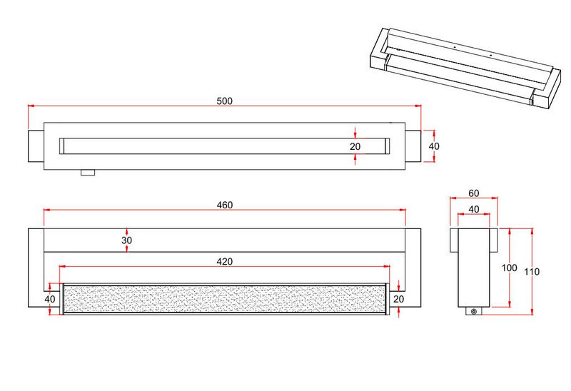 Seinävalaisin TRIO Fabrizio led 9W 1000lm 50cm mattamusta