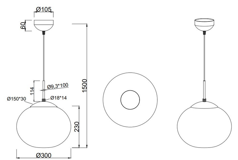 Riippuvalaisin TRIO Fomento E27 30cm mattamusta/valkoinen