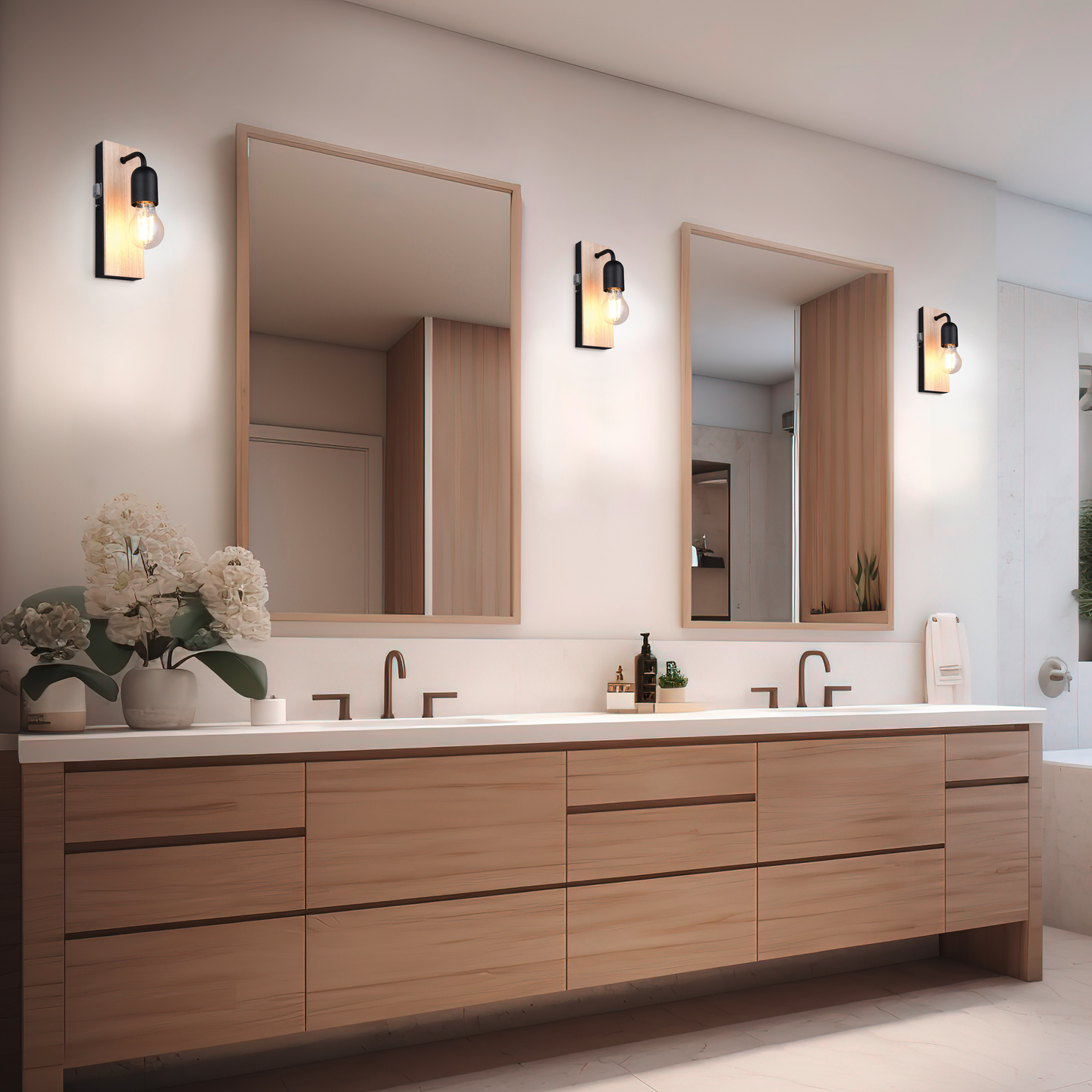 Seinävalaisin TRIO Arturo E27 1-osainen puu/mattamusta