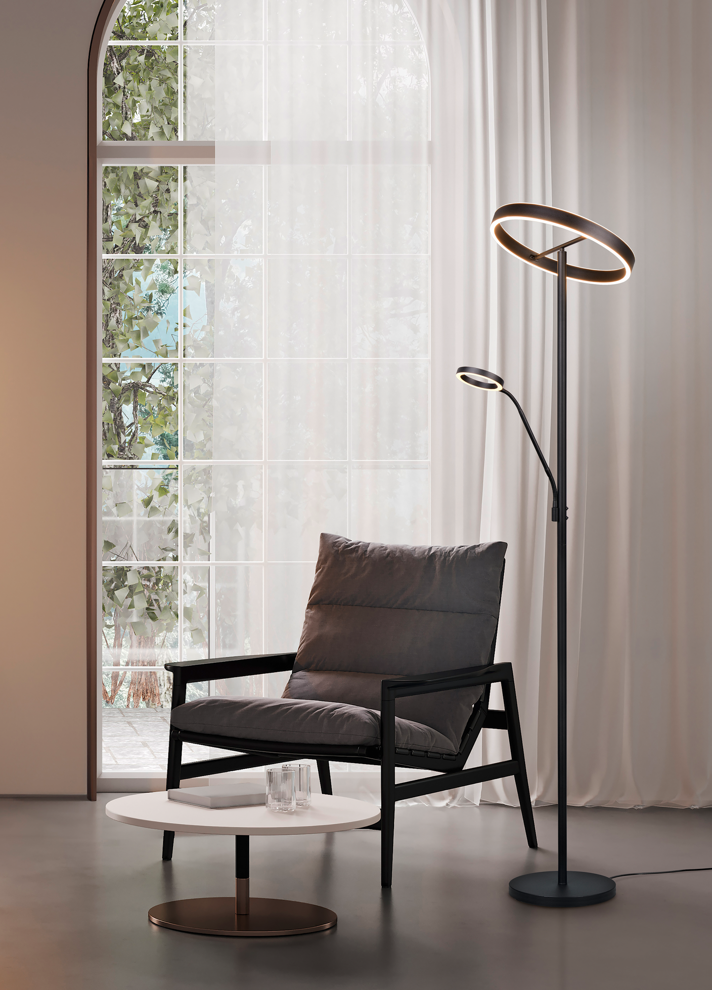 Lattiavalaisin TRIO Willis led 39+5,5W 4600+550lm mattamusta