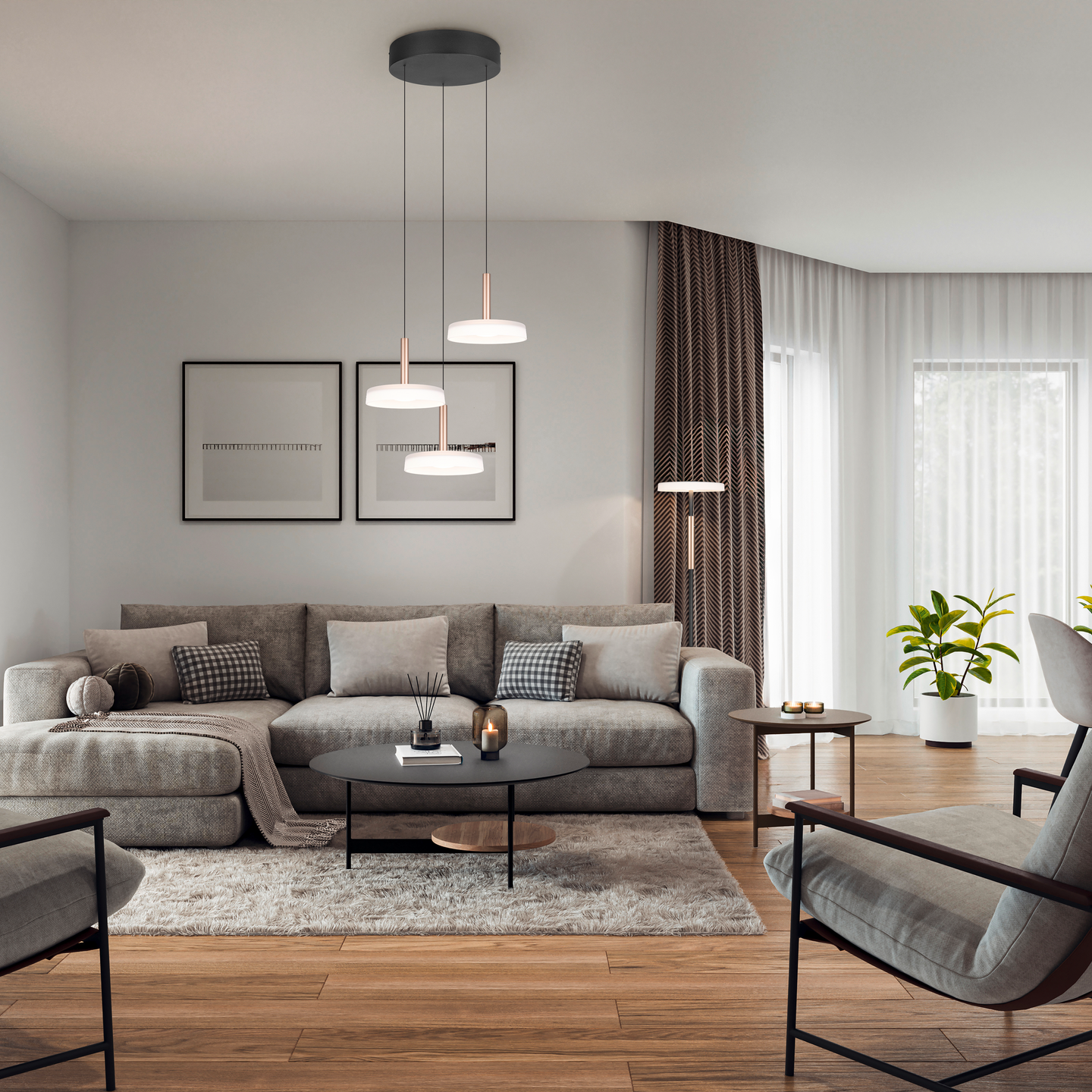 Riippuvalaisin TRIO Celeste led 3x7,5W 3x750lm kahvinruskea